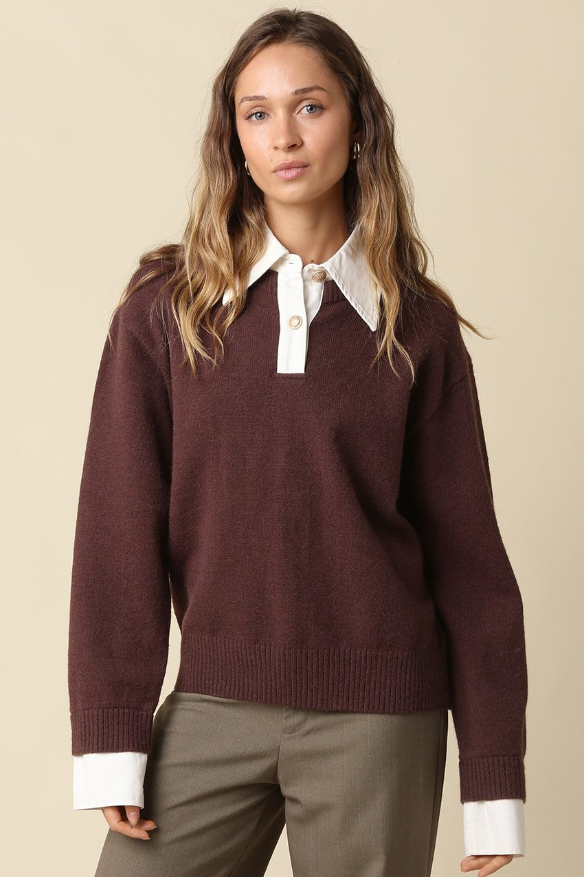 Brown Collared Rugby Sweater