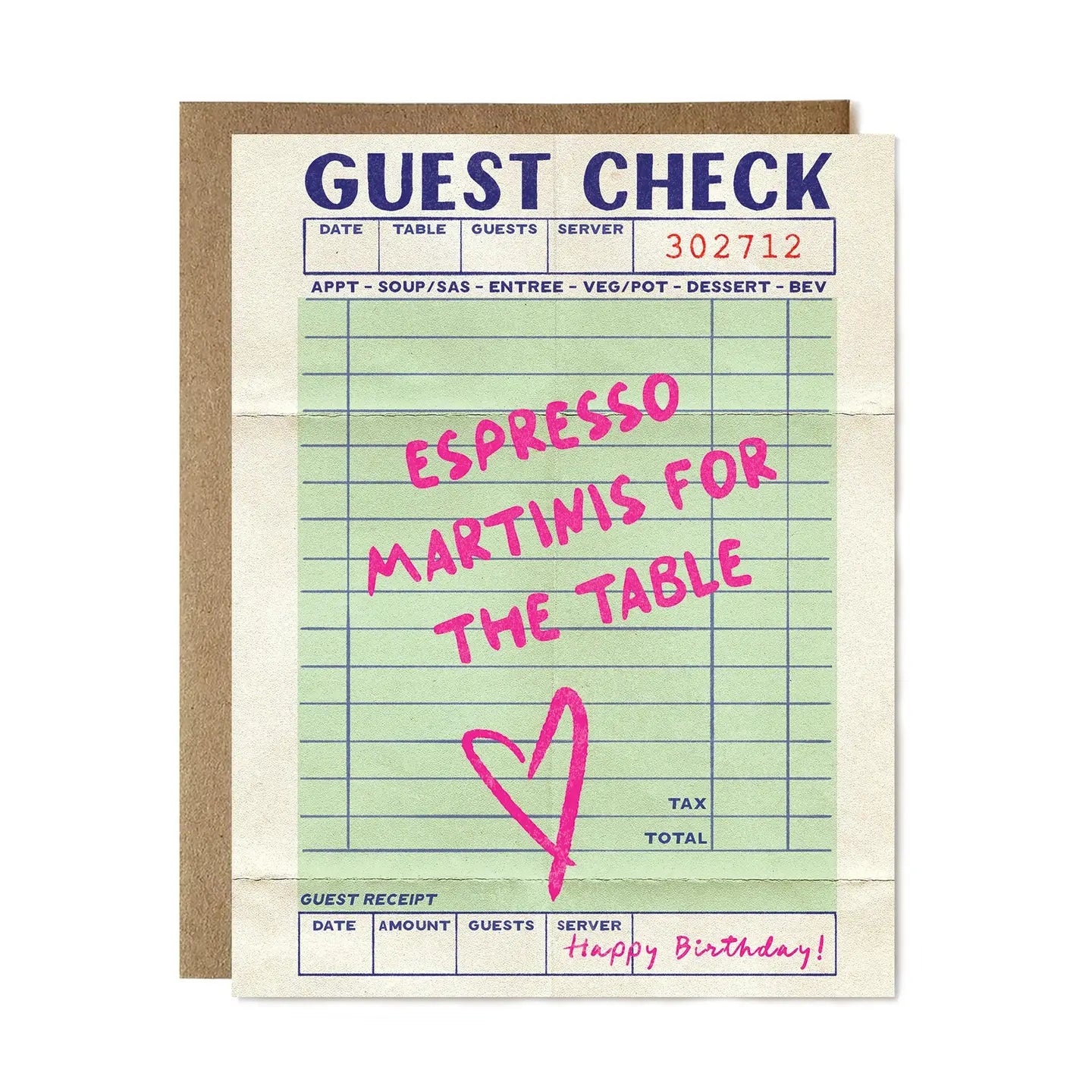 Espresso Martini Guest Check Card