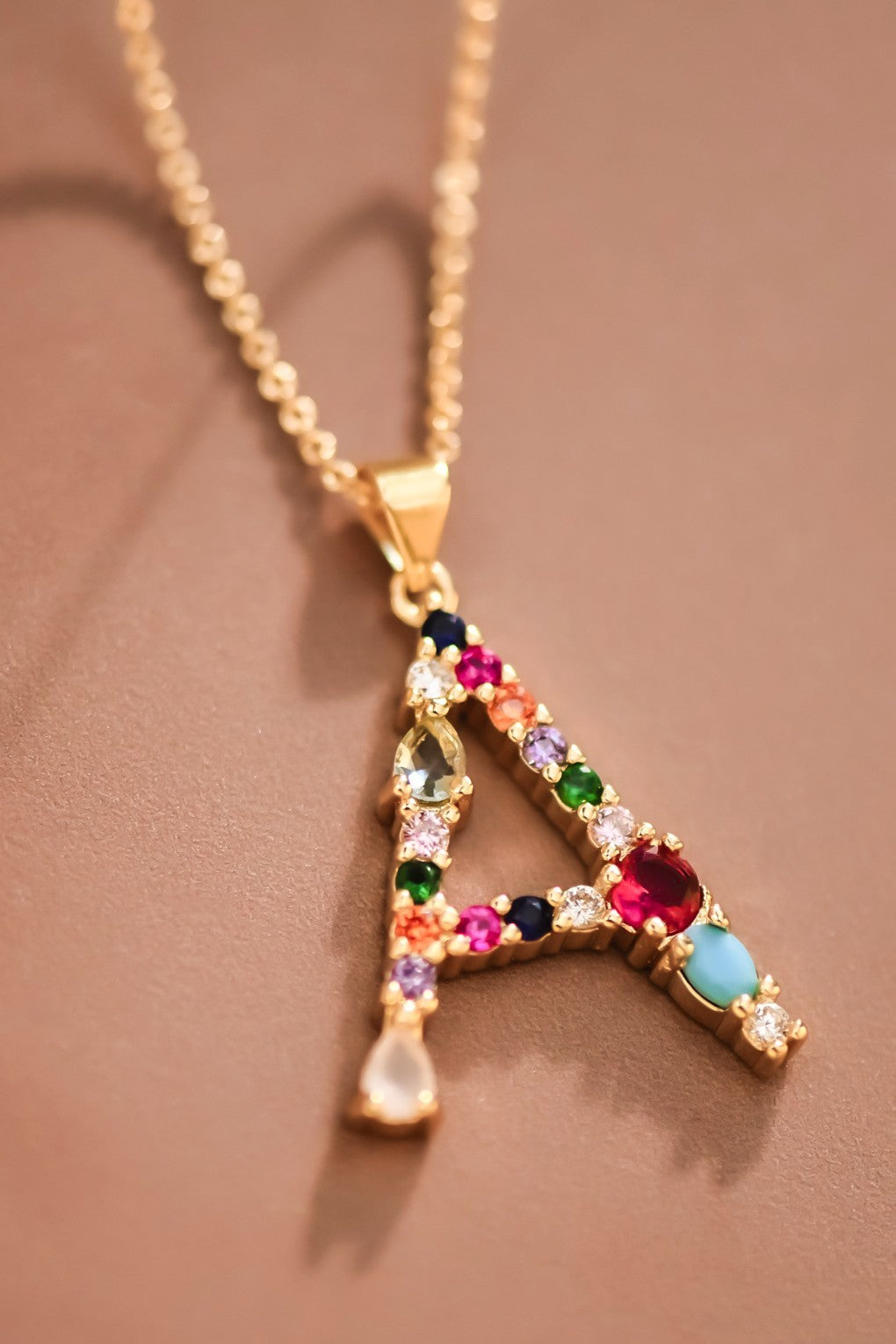 Gemstone Initial Necklace