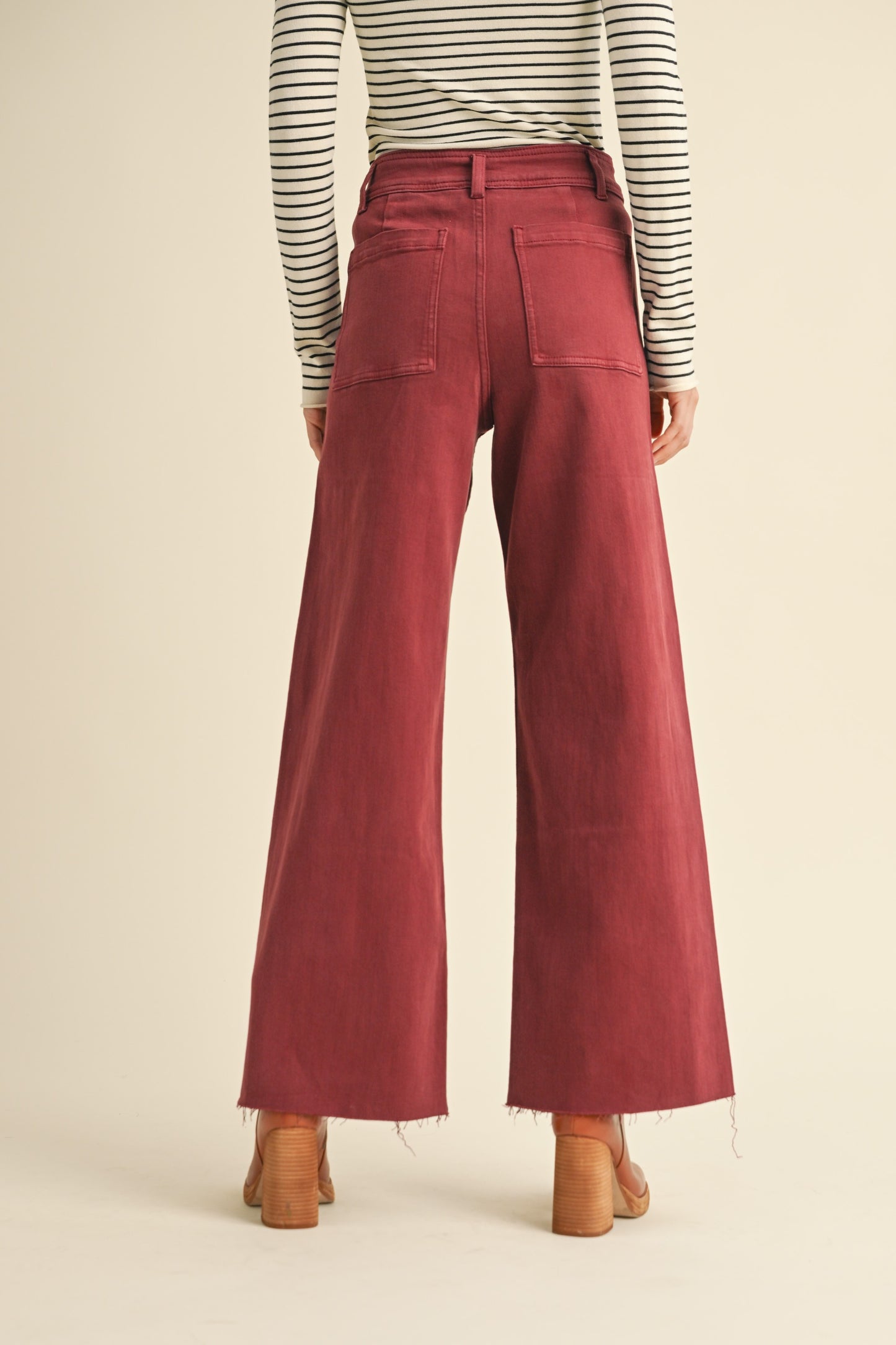 Maroon Straight Leg Pants