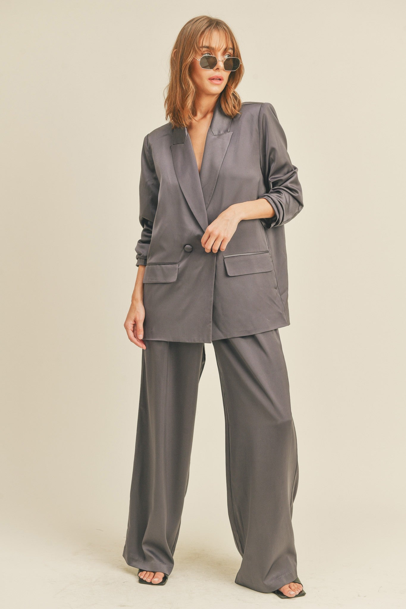 Satin Blazer & Pants Set of 2