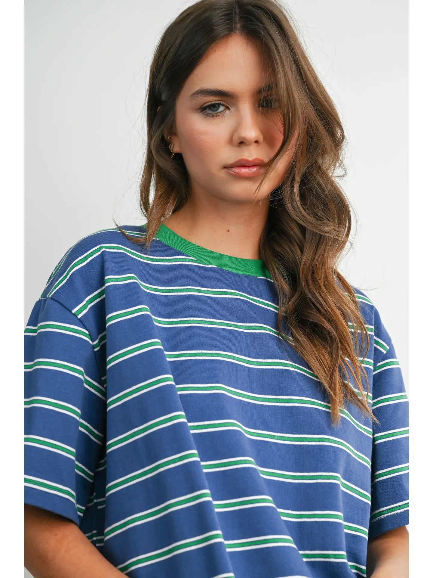 Striped Boxy T-shirt Blue/Green