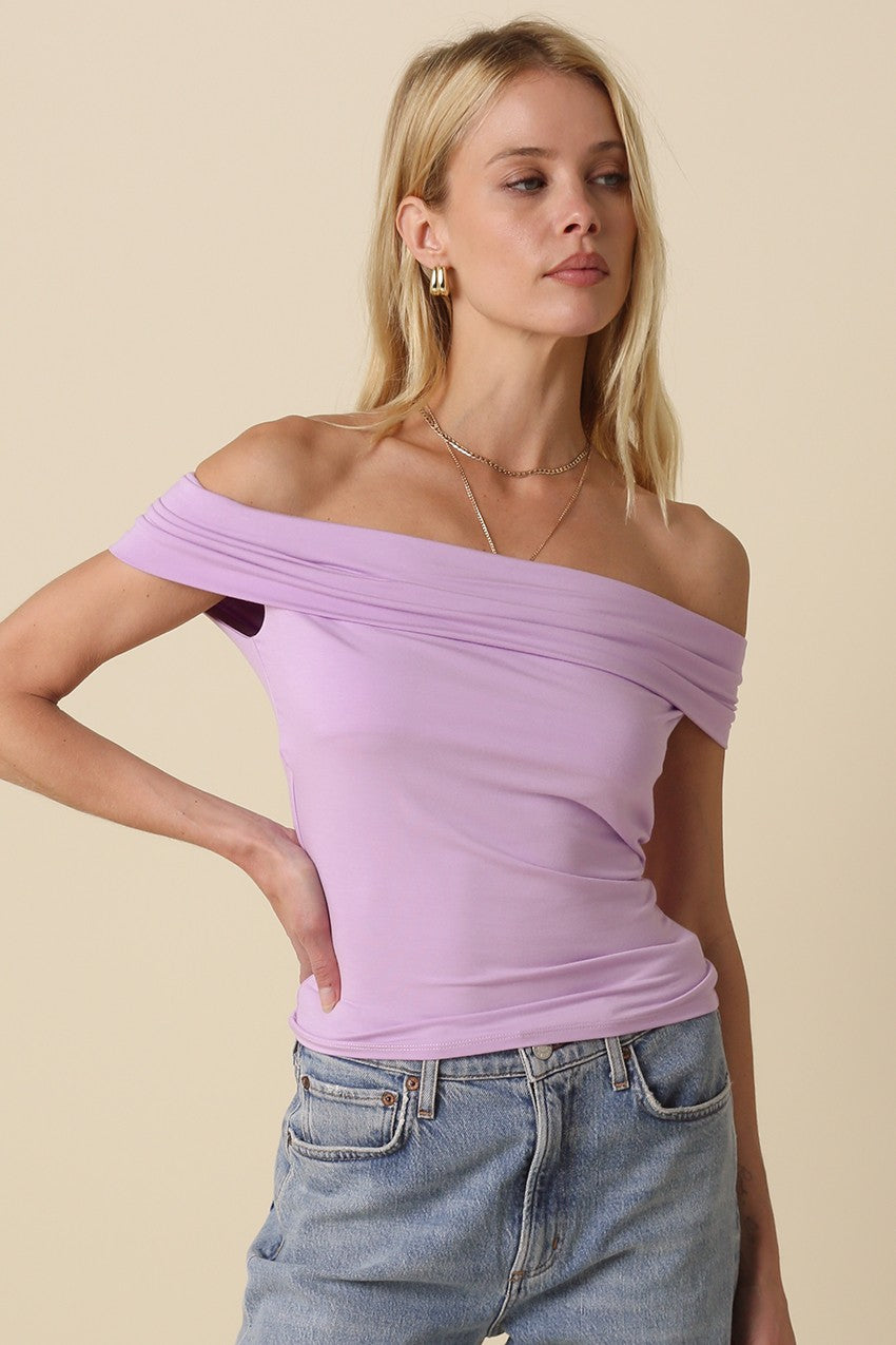 Lily Off Shoulder Top Lavender - Clothe Boutique