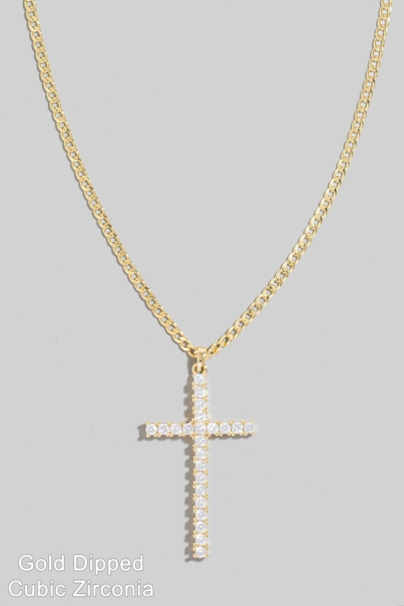 Large Pave Cross Necklace