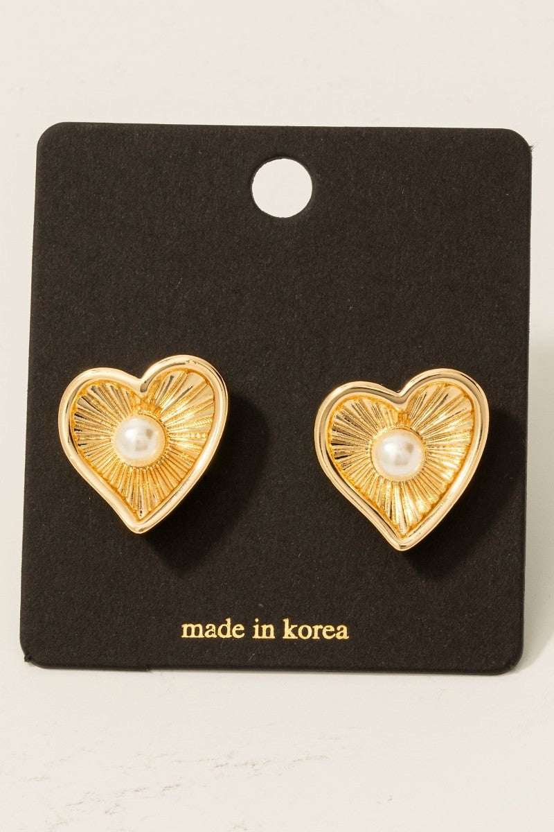 Pearl Heart Studs