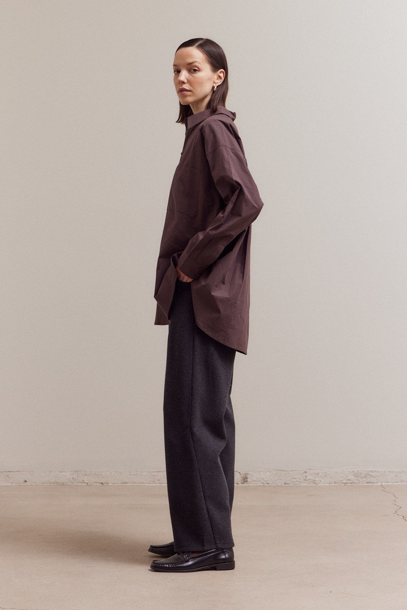 Oversized Button Down Top Aubergine