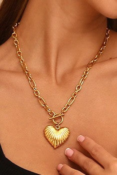 Puffy Heart Toggle Necklace