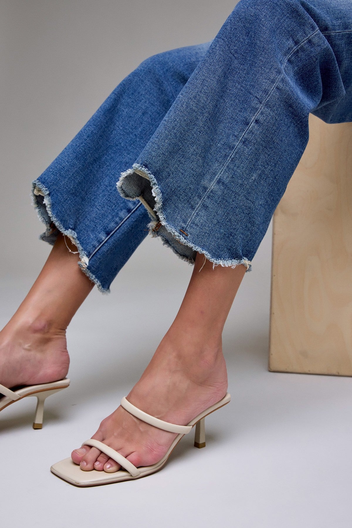 Chewed Hem Low Rise Dad Jeans