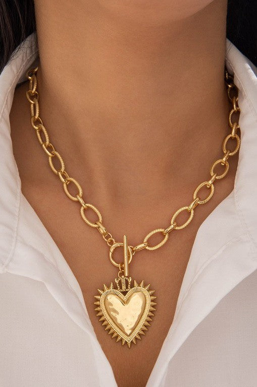 Spiked Heart Toggle Necklace