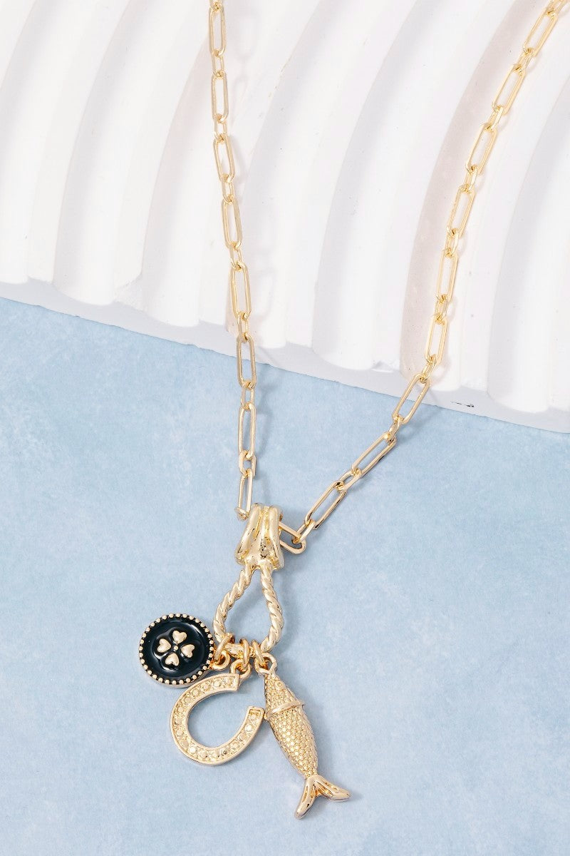 Fish & Clover Necklace
