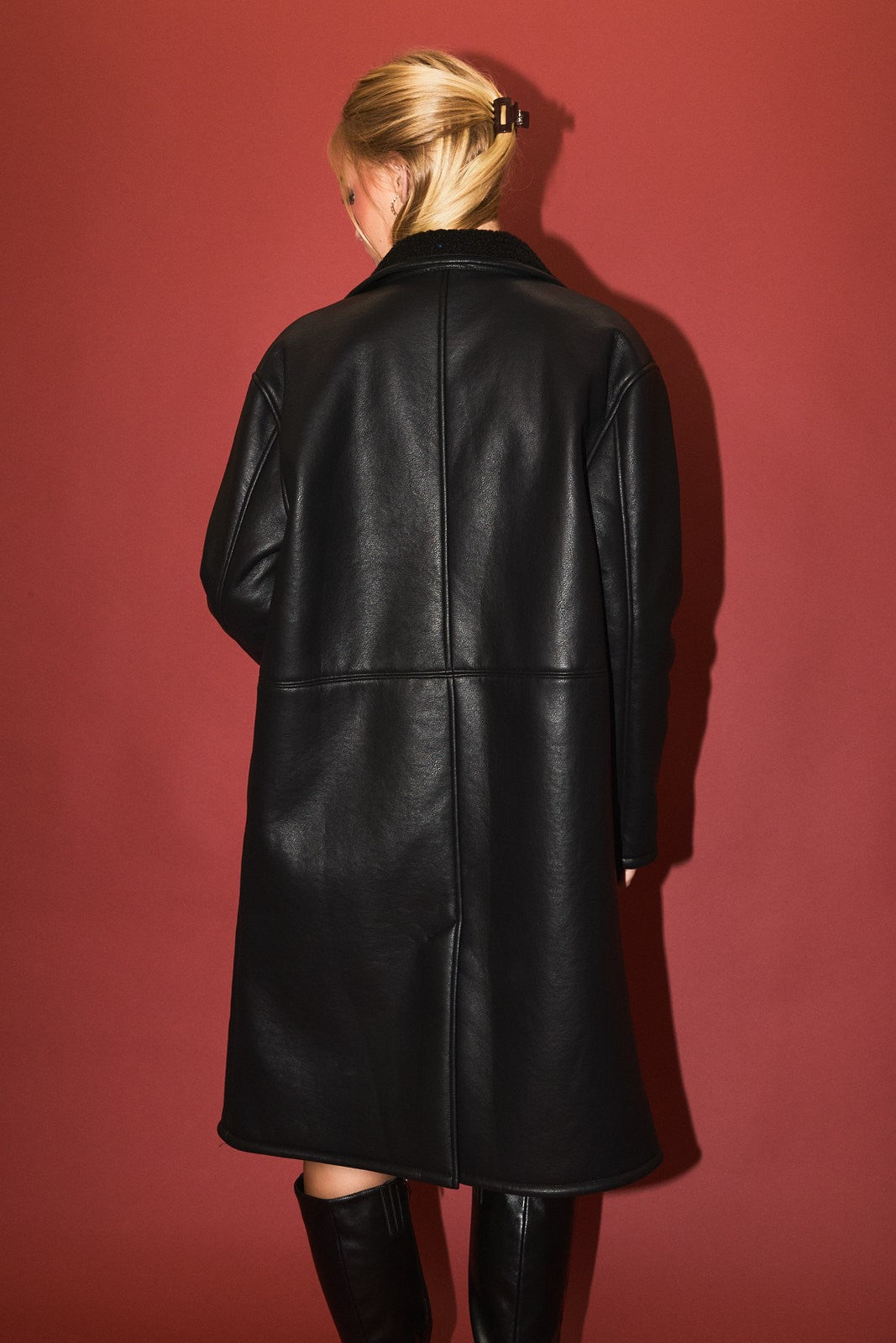 Black Fur-Lined Trench Coat