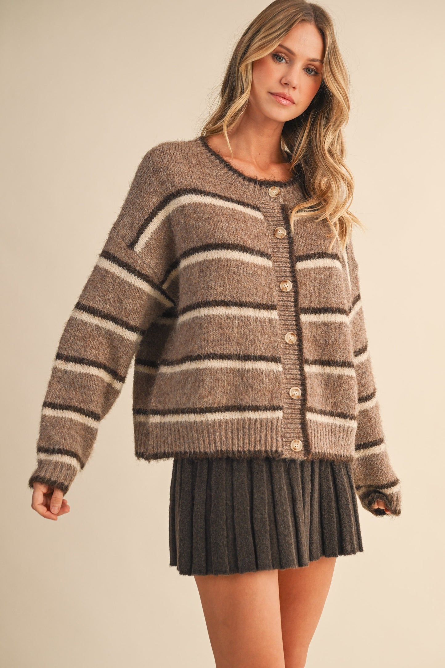 Light Brown Stripe Combo Sweater