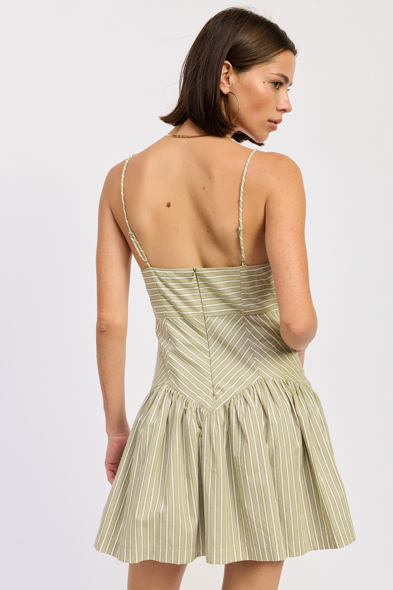 Sage Mini Ruffle Striped Dress - Clothe Boutique