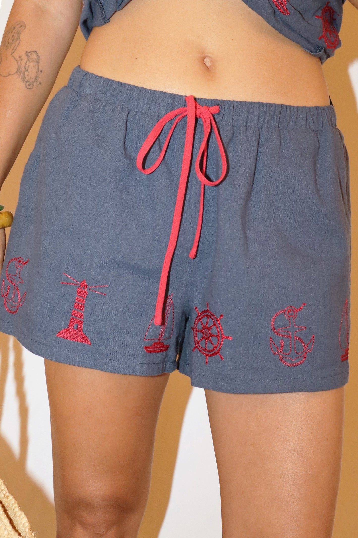 Nautical Halter Tie Top & Shorts Set Of 2