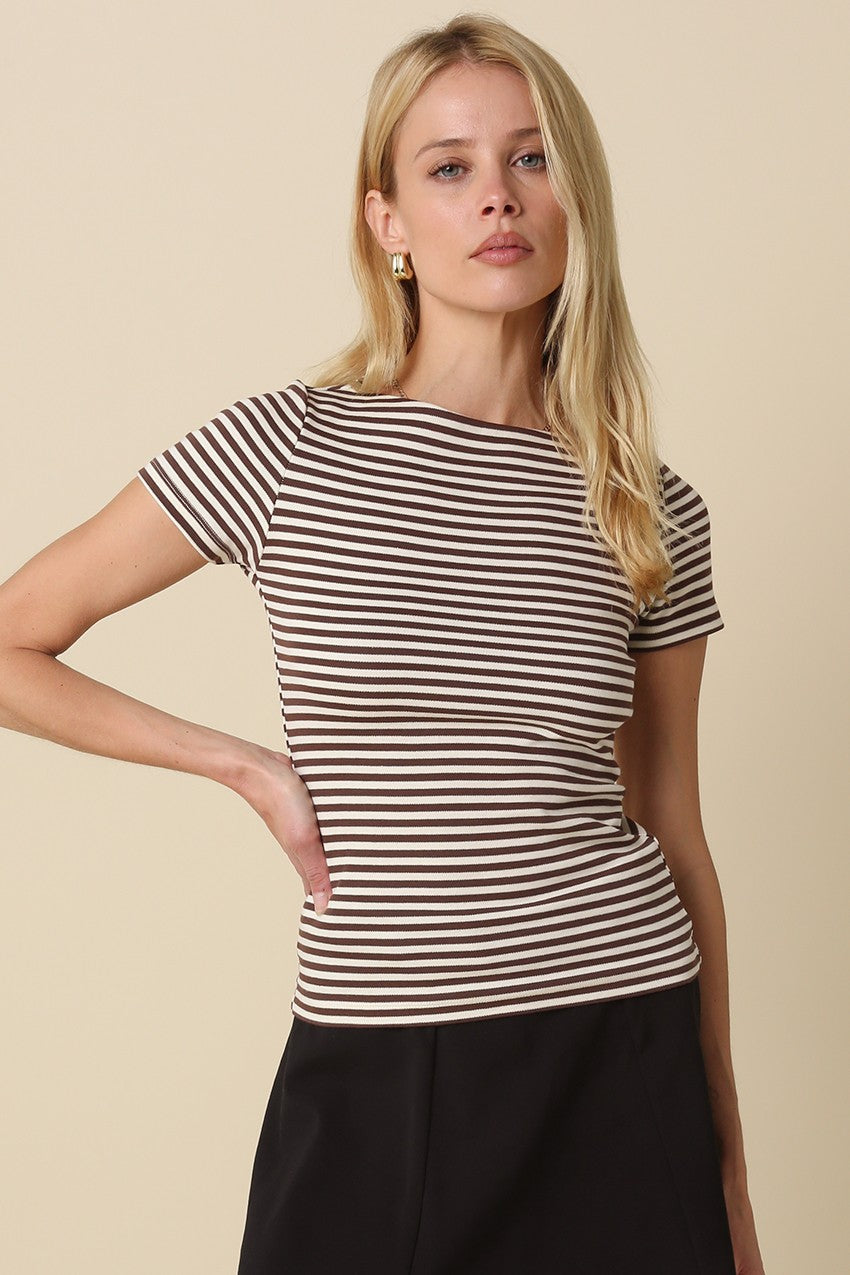 Wendy Stripe Shirt Brown/Cream