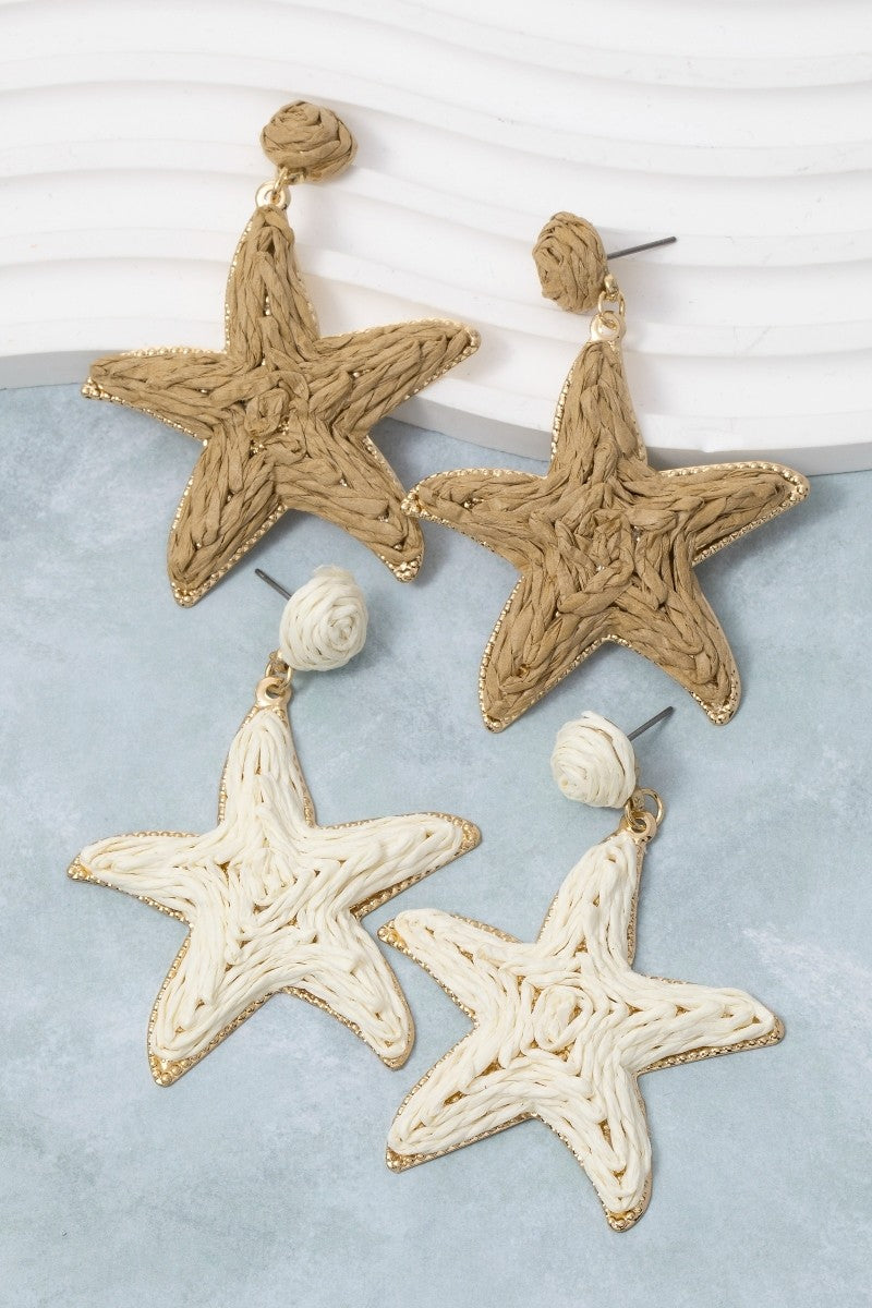 Woven Star Earrings Light - Clothe Boutique