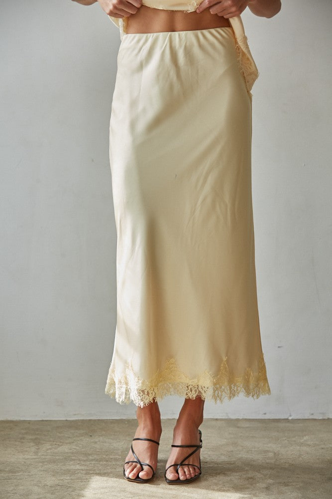 Butter Lace Hem Midi Skirt