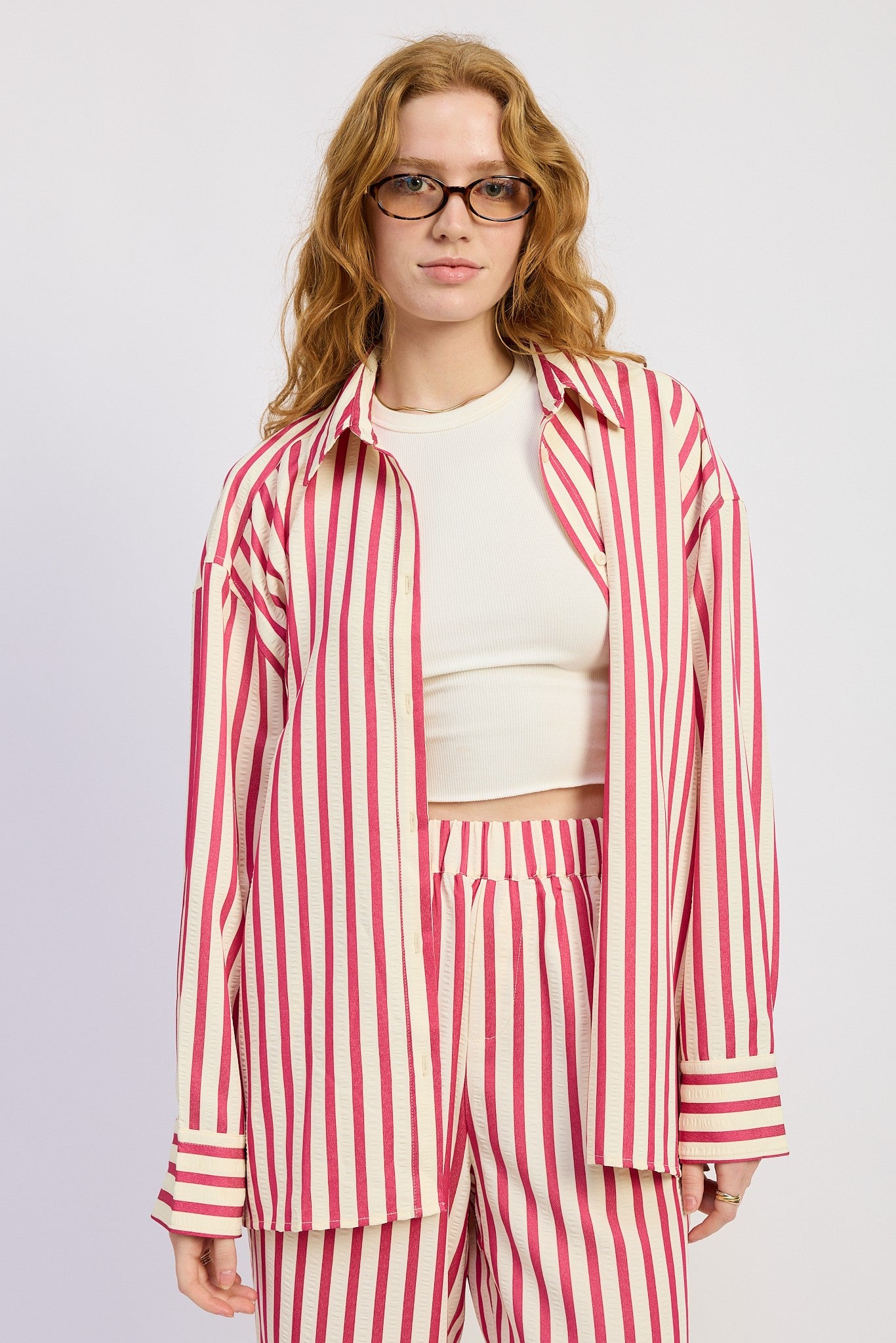 Red Stripe Oversized Shirt