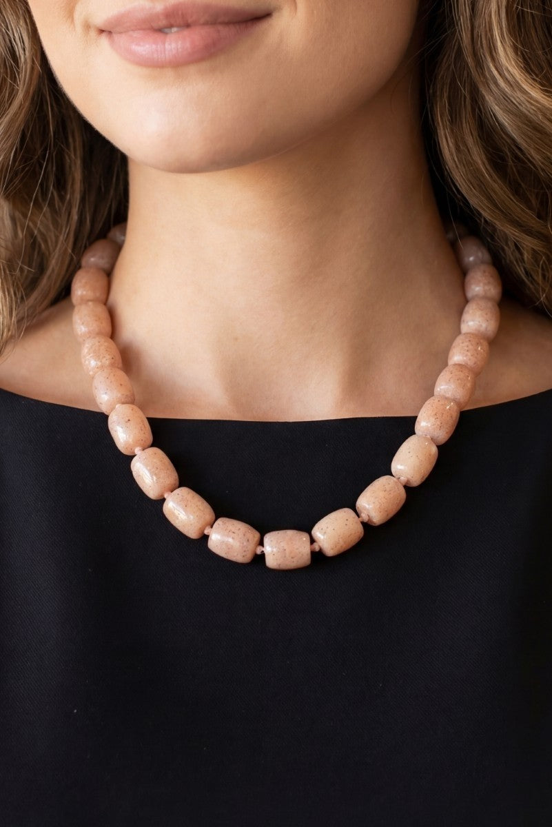 Faceted Bead Necklace Pink