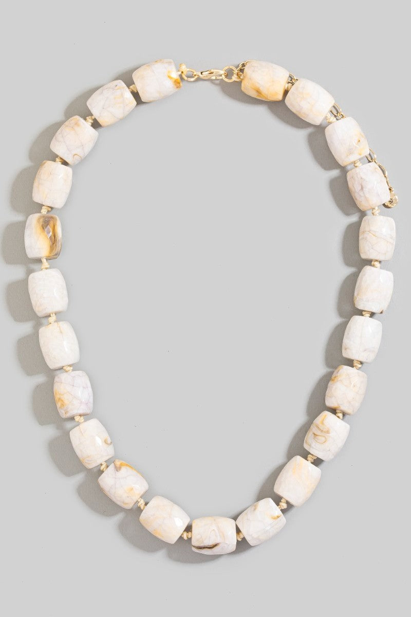 Faceted Bead Necklace Ivory - Clothe Boutique