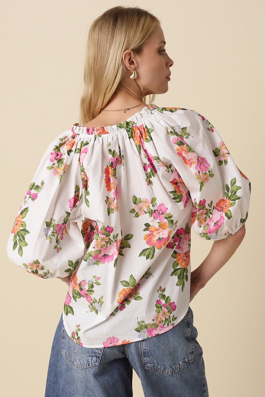 Londyn Floral Puff Sleeve Blouse - Clothe Boutique