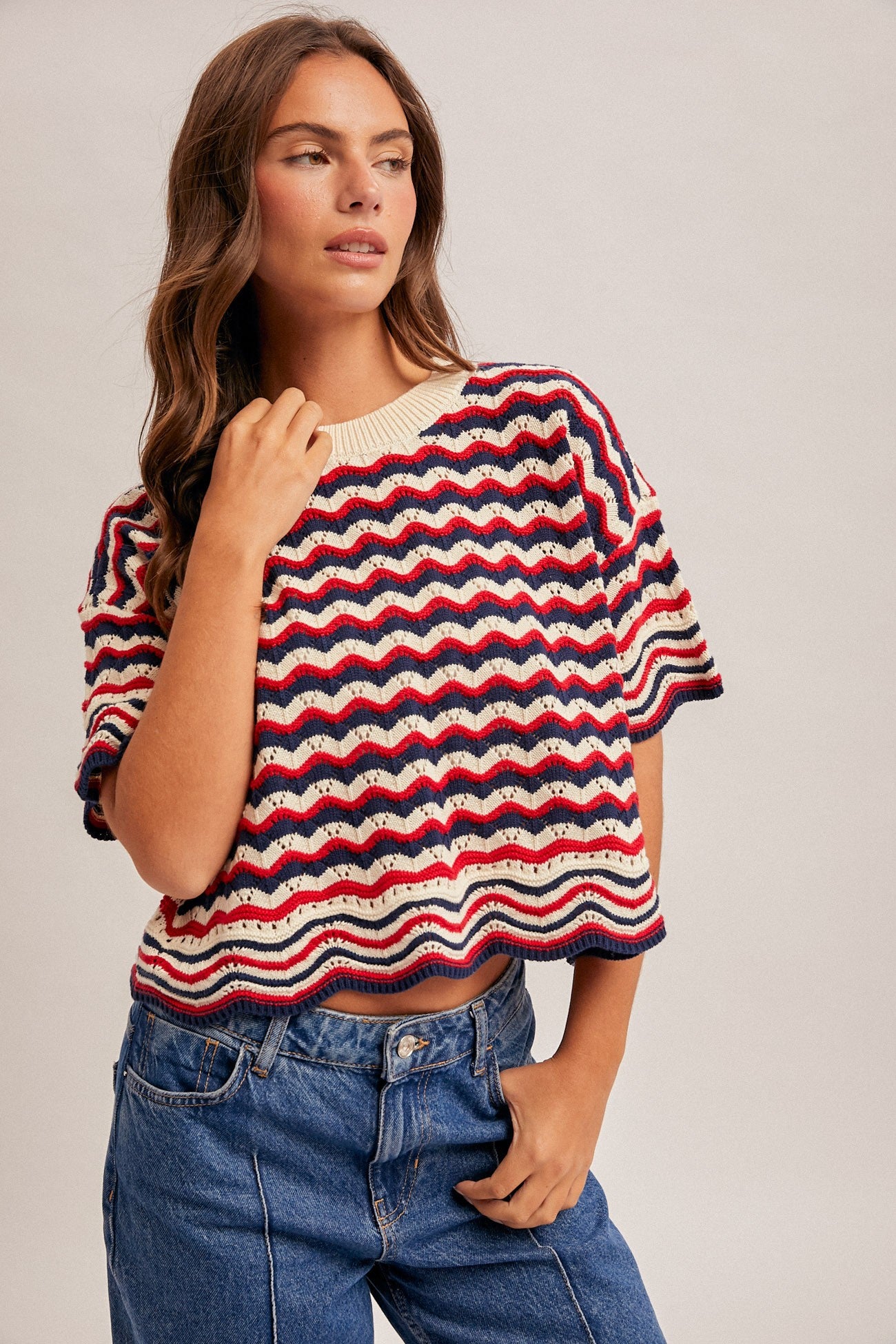 Red/Navy Knit Sweater