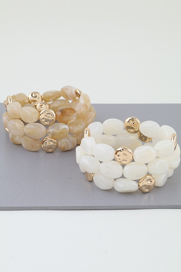 Stone Bracelet Set Ivory