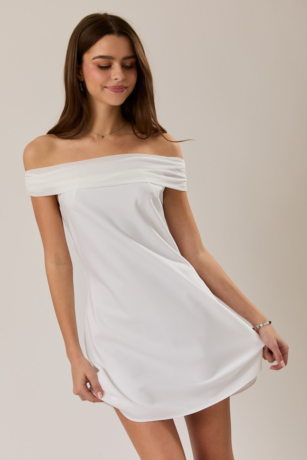 Open Back Cowl Dress White