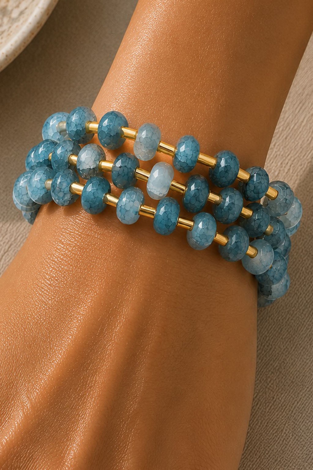 Marble Bead/Bar Bracelets Blue