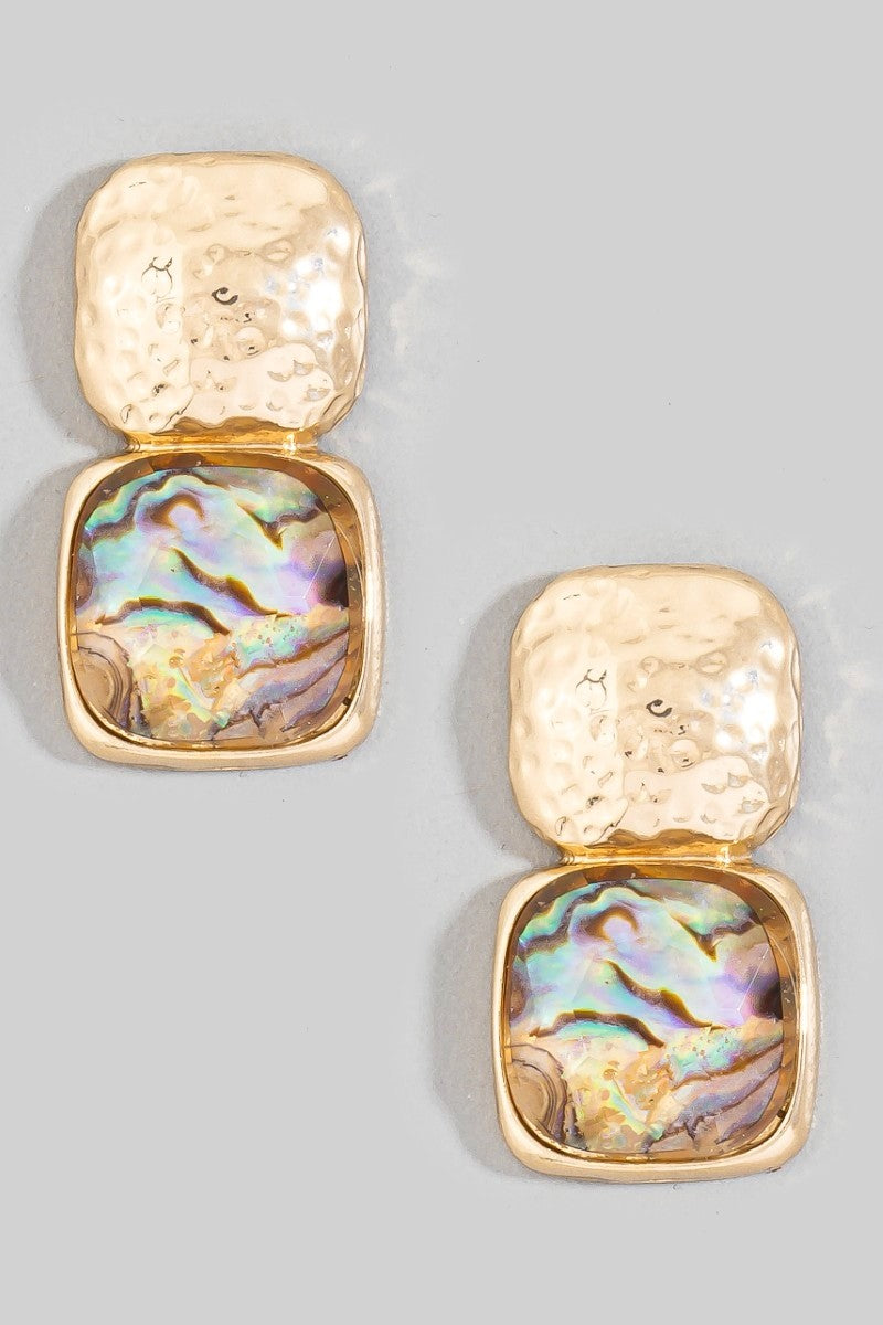 Faceted Stone Studs Green