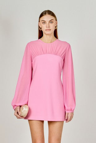 Keegan Chiffon Sleeve Dress Pink