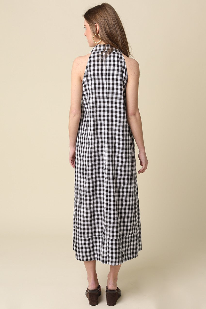 Gingham Check Collared Dress