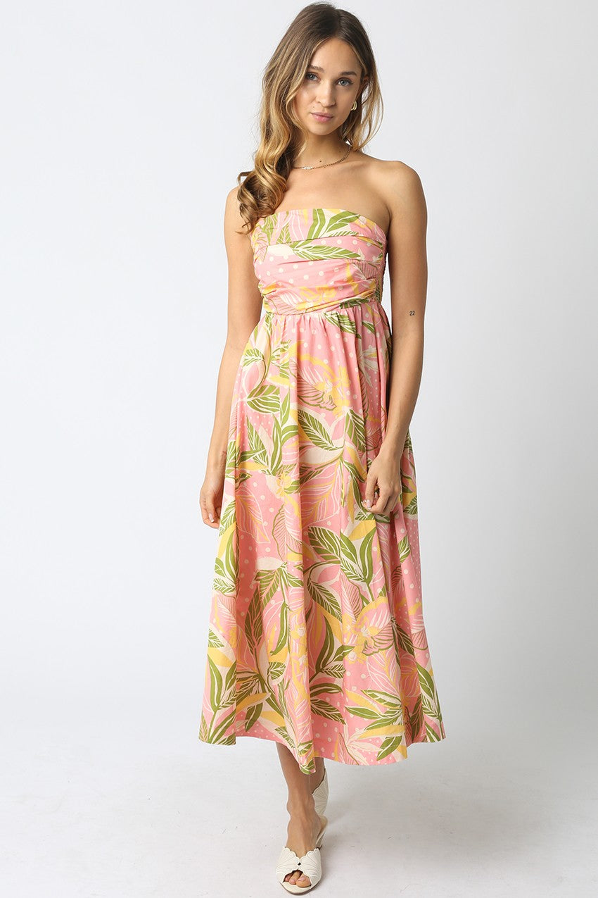 Tropical Oasis Strapless Dress