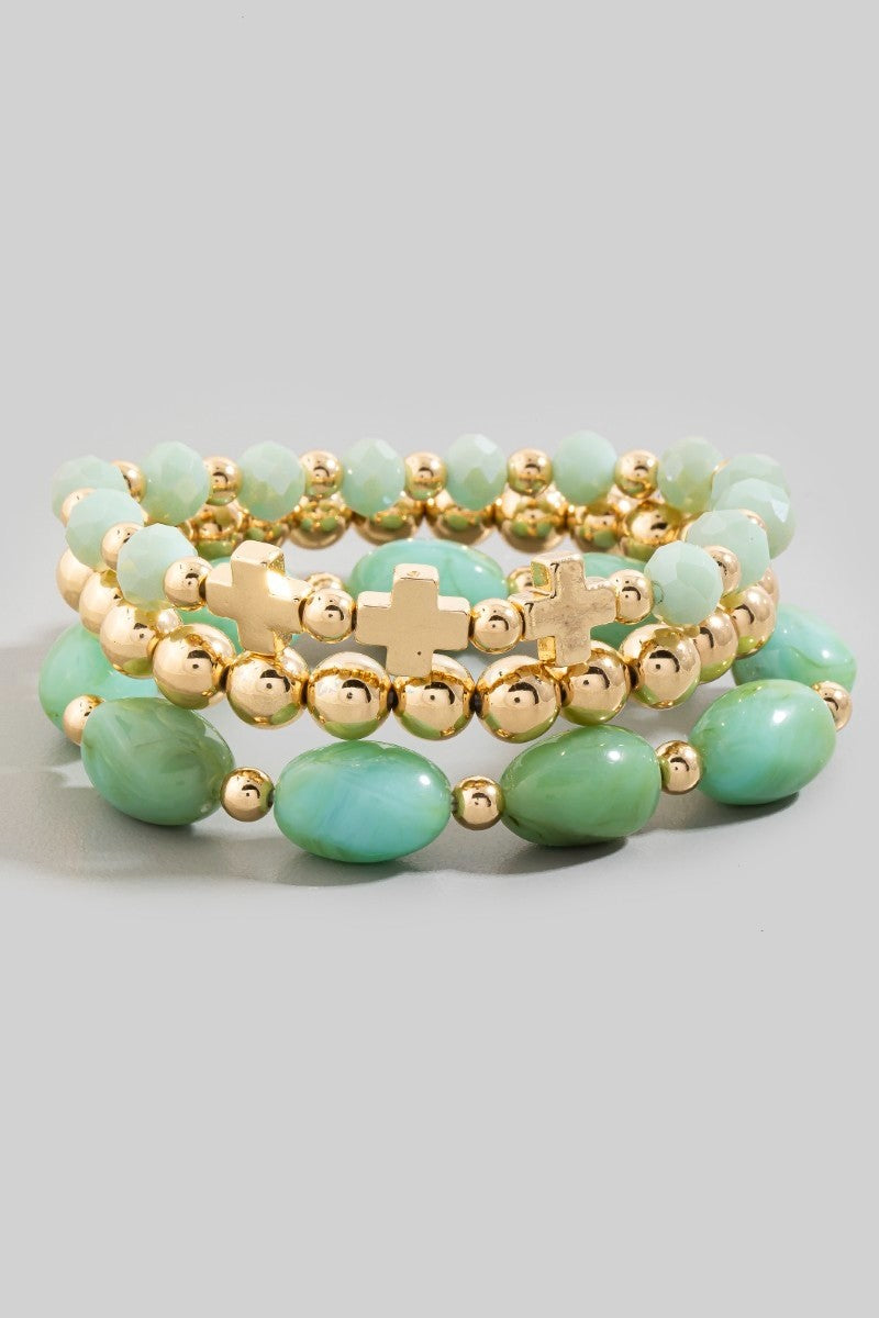 Faceted Bead Bracelets Mint
