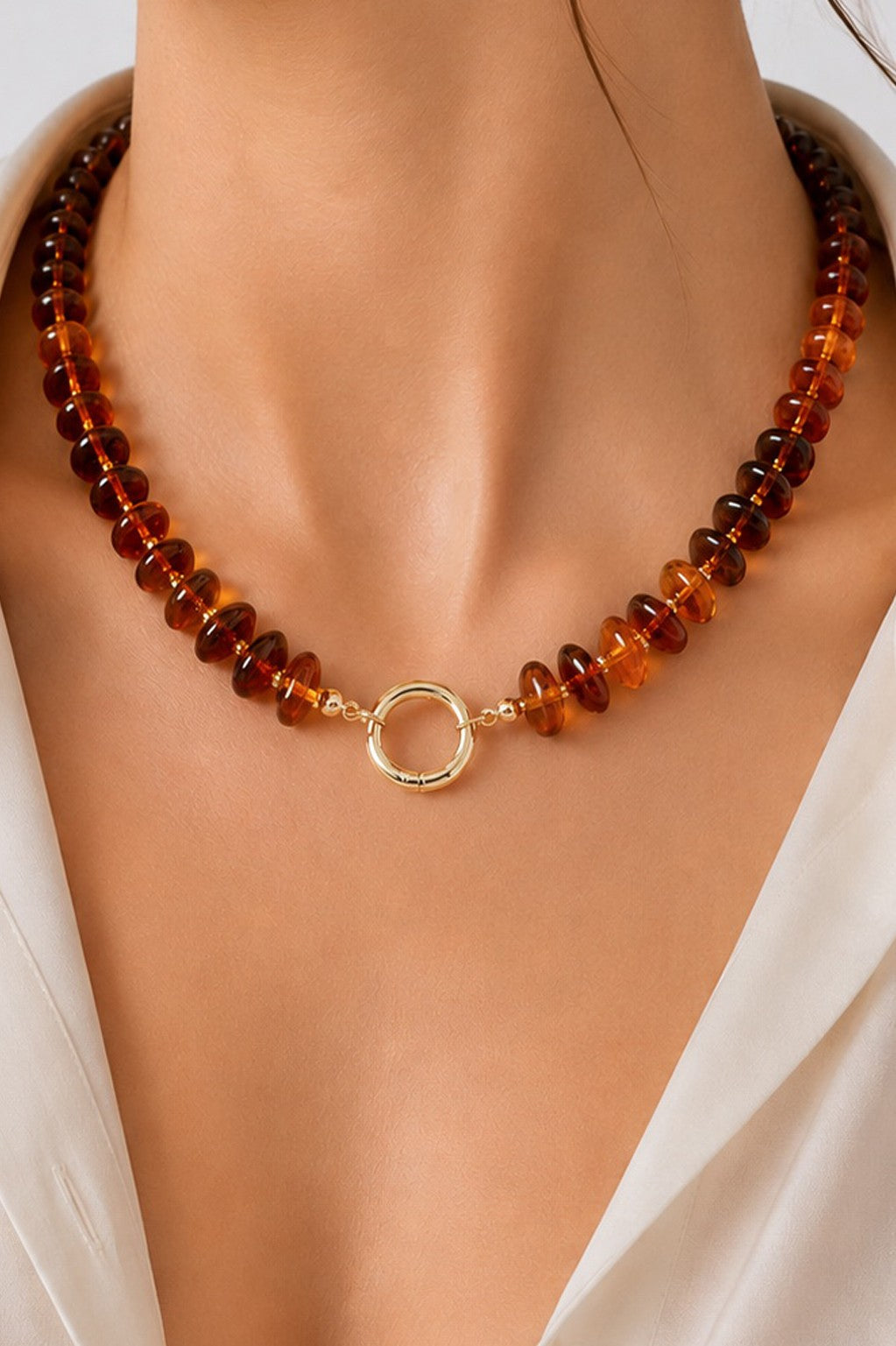 Marble Bead Necklace Brown