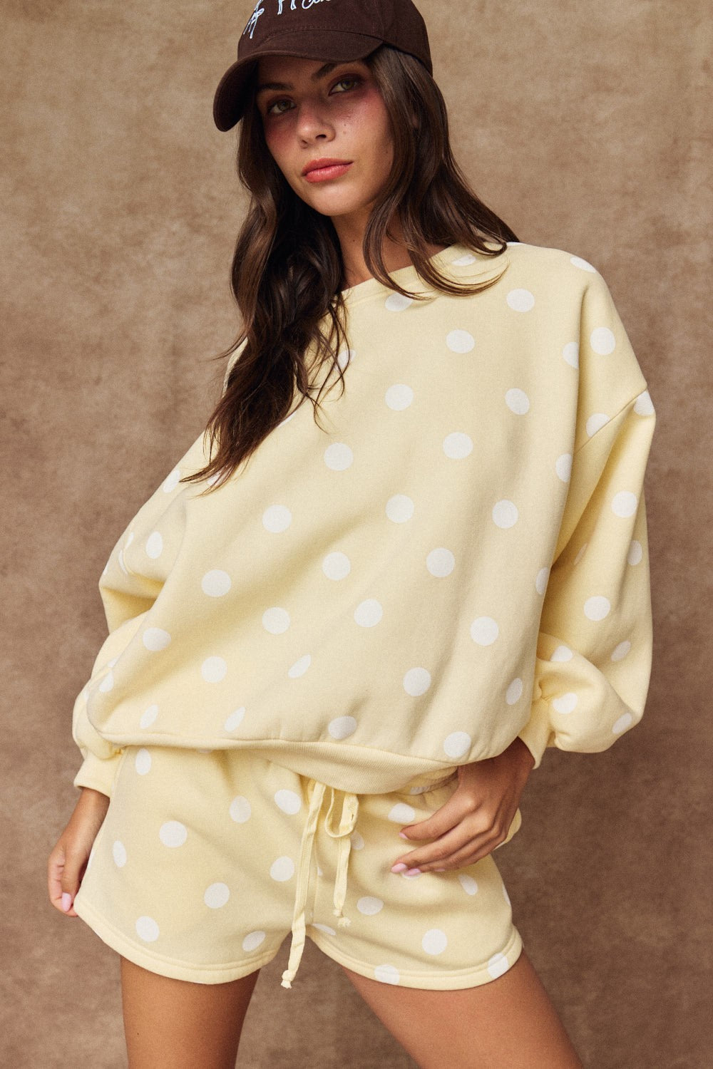 Polka Dot Fleece Lounge Set of 2 Yellow