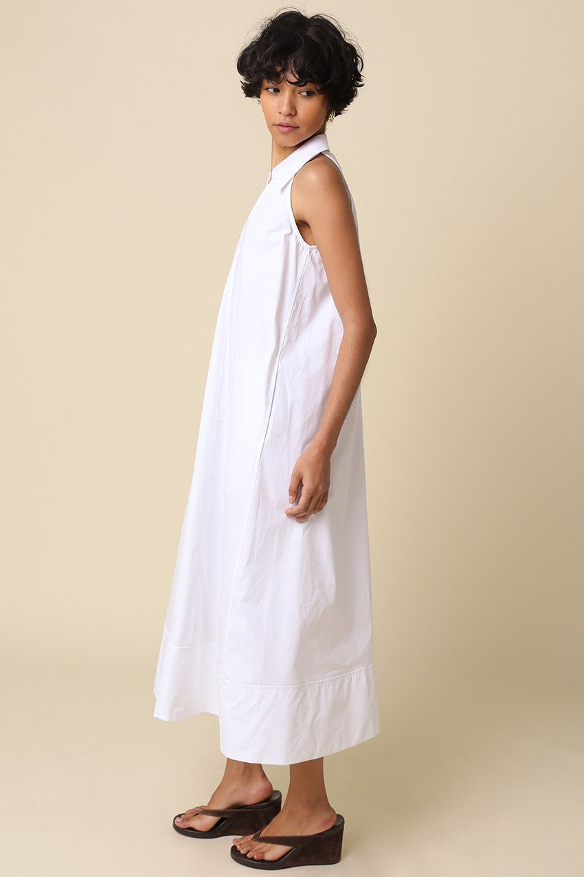 Collared Midi Dress White