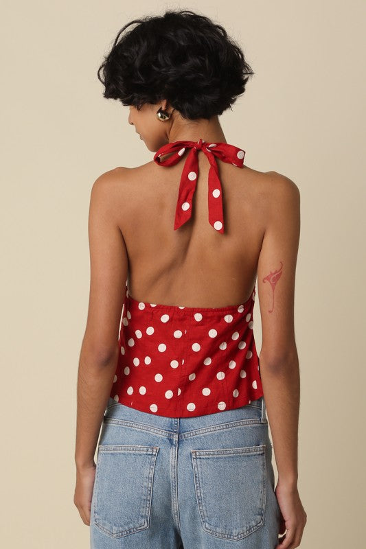 Polka Dot Halter Top Red
