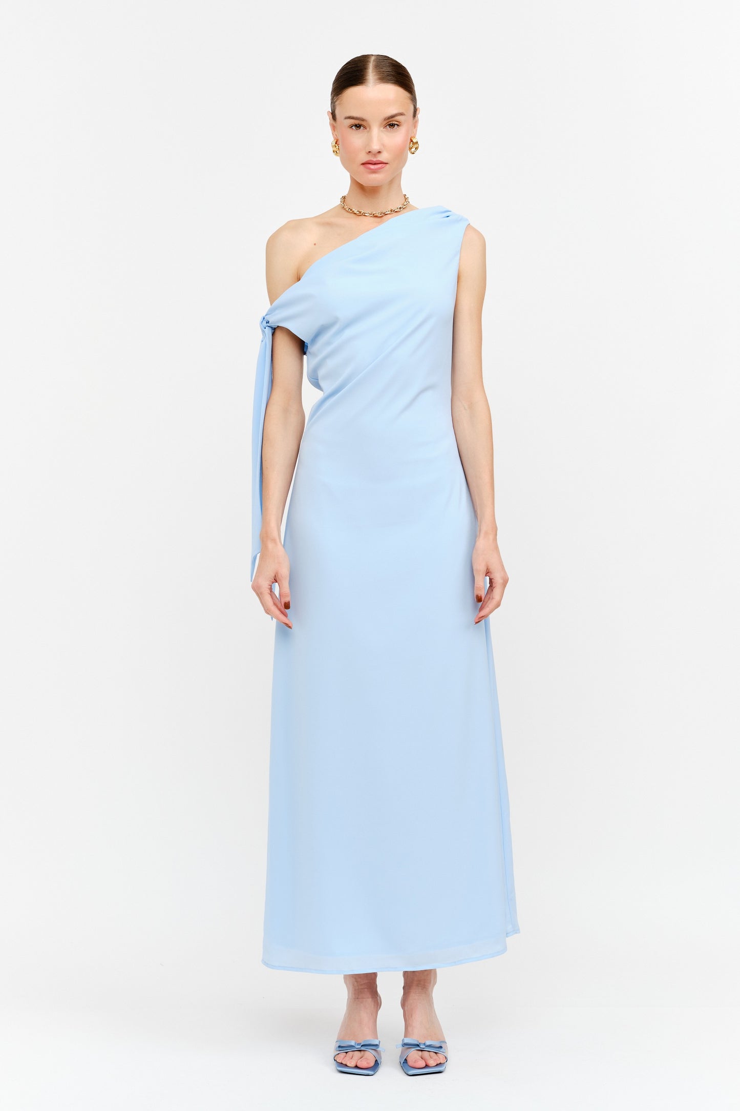 Remie Shoulder Tie Dress Blue