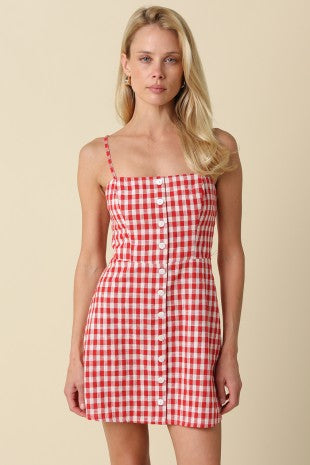 Eliza Gingham Buttons Dress