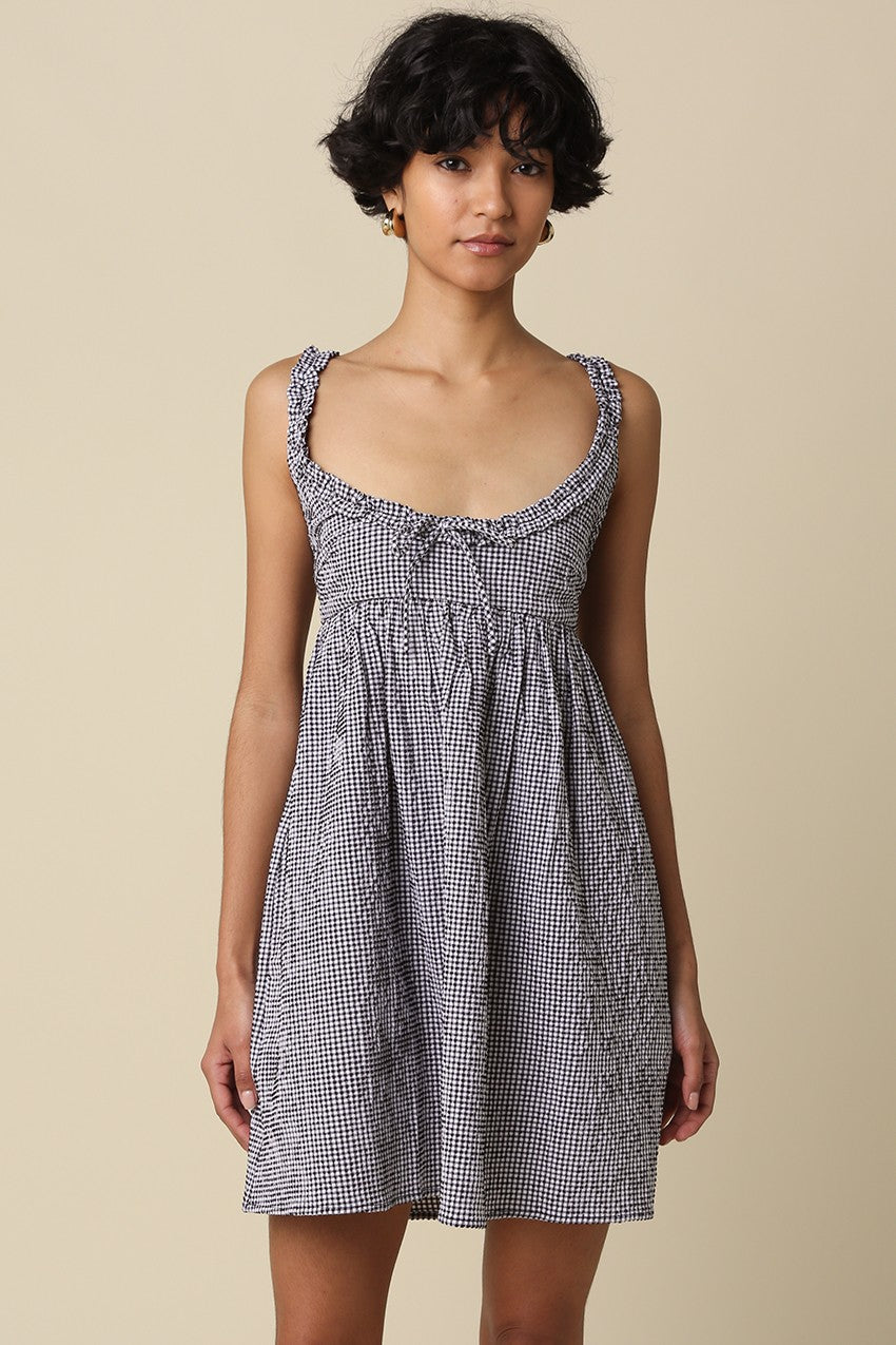 Babydoll Check Dress Black