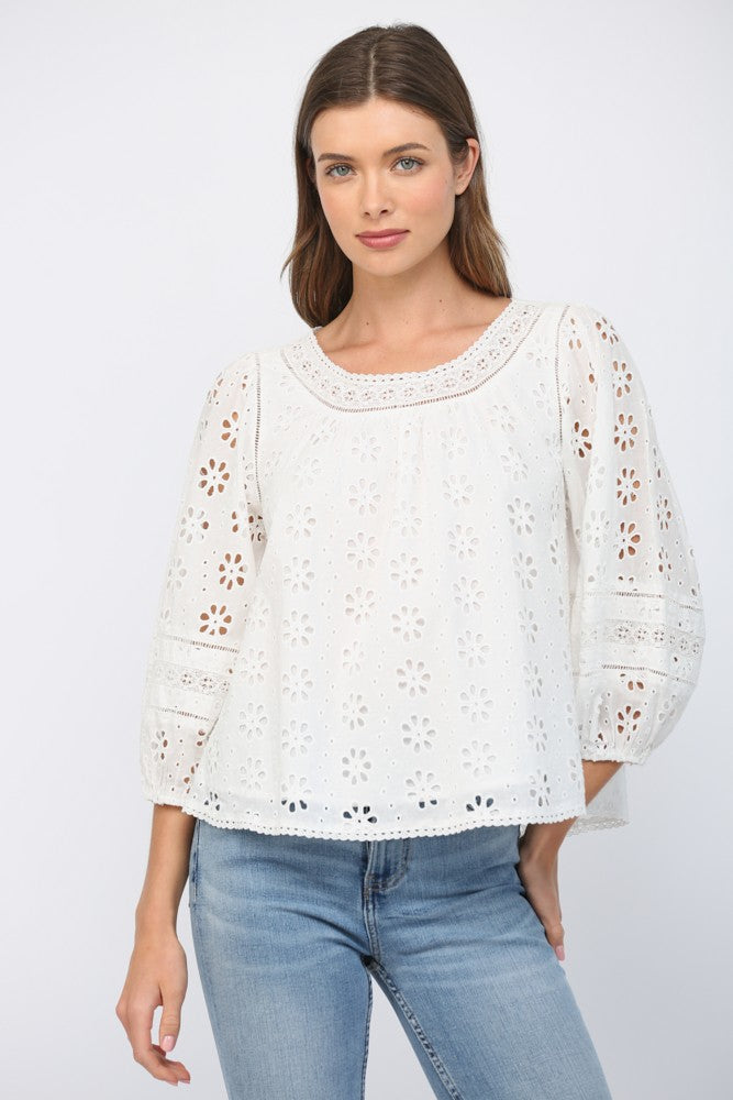 Ramona Lace Eyelet Blouse
