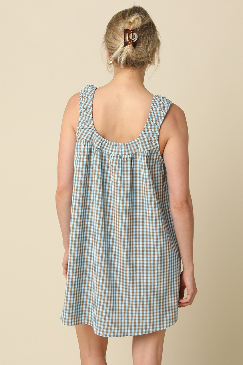 Beth Gingham Dress Blue/Brown