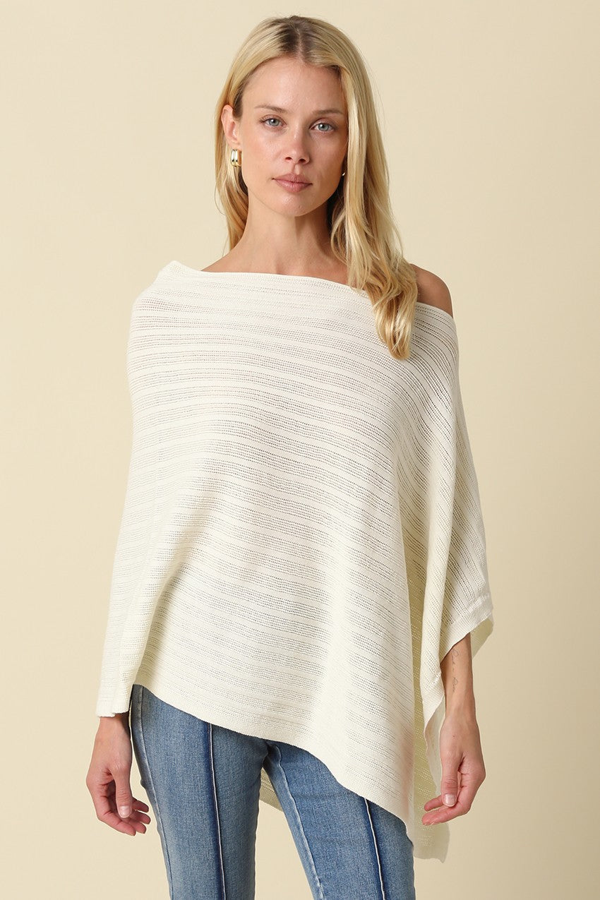 Asymmetrical Poncho Top Ivory