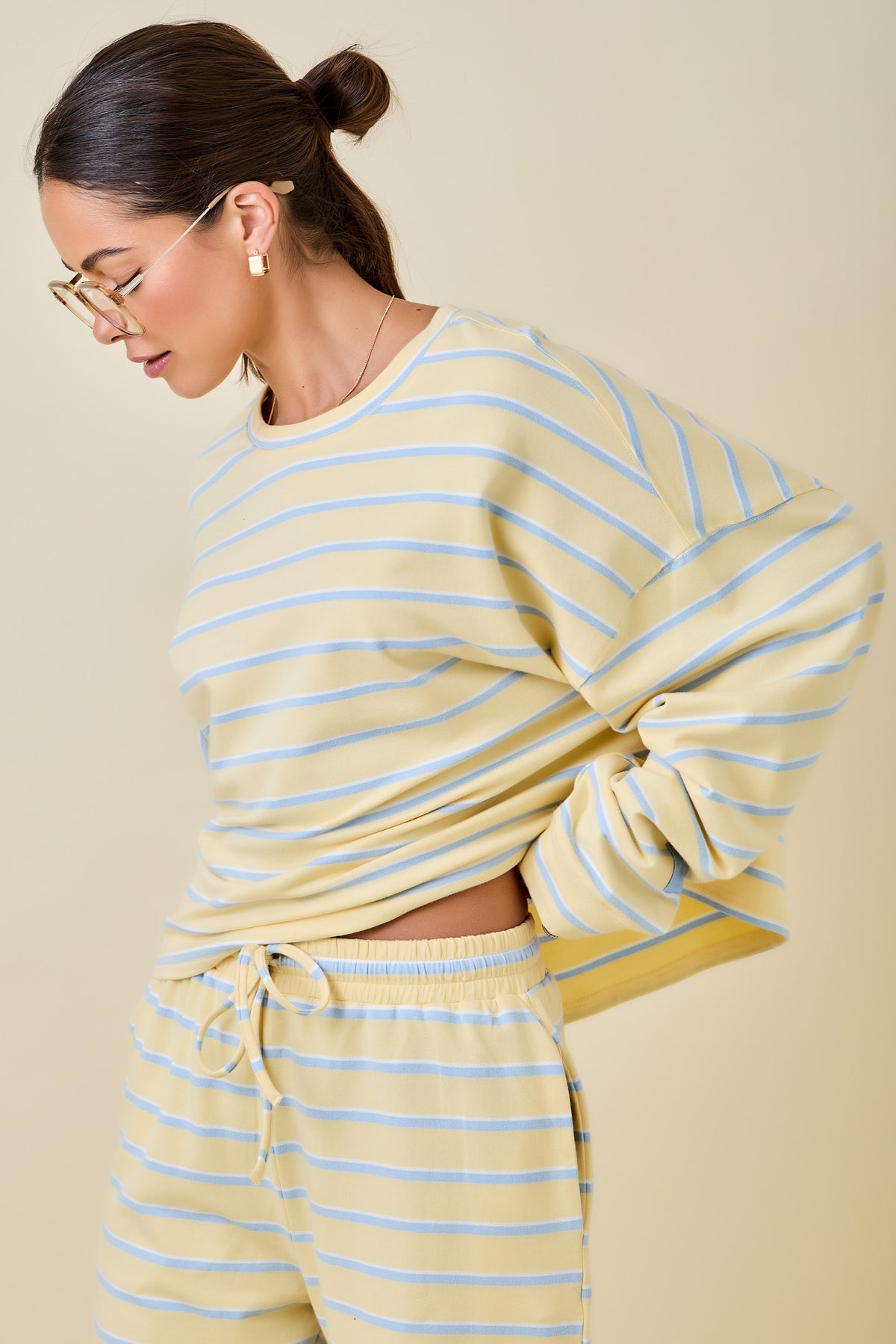 Yellow/Blue Stripe Lounge Set of 2