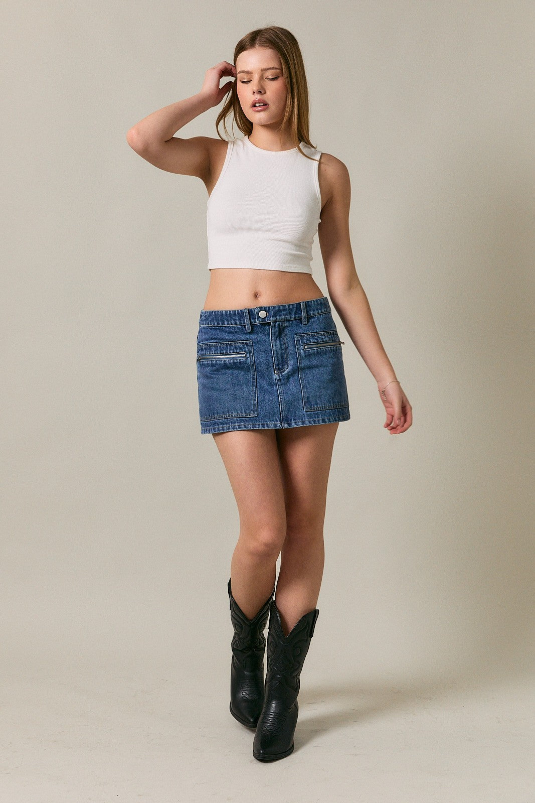 Low Waist Denim Skirt