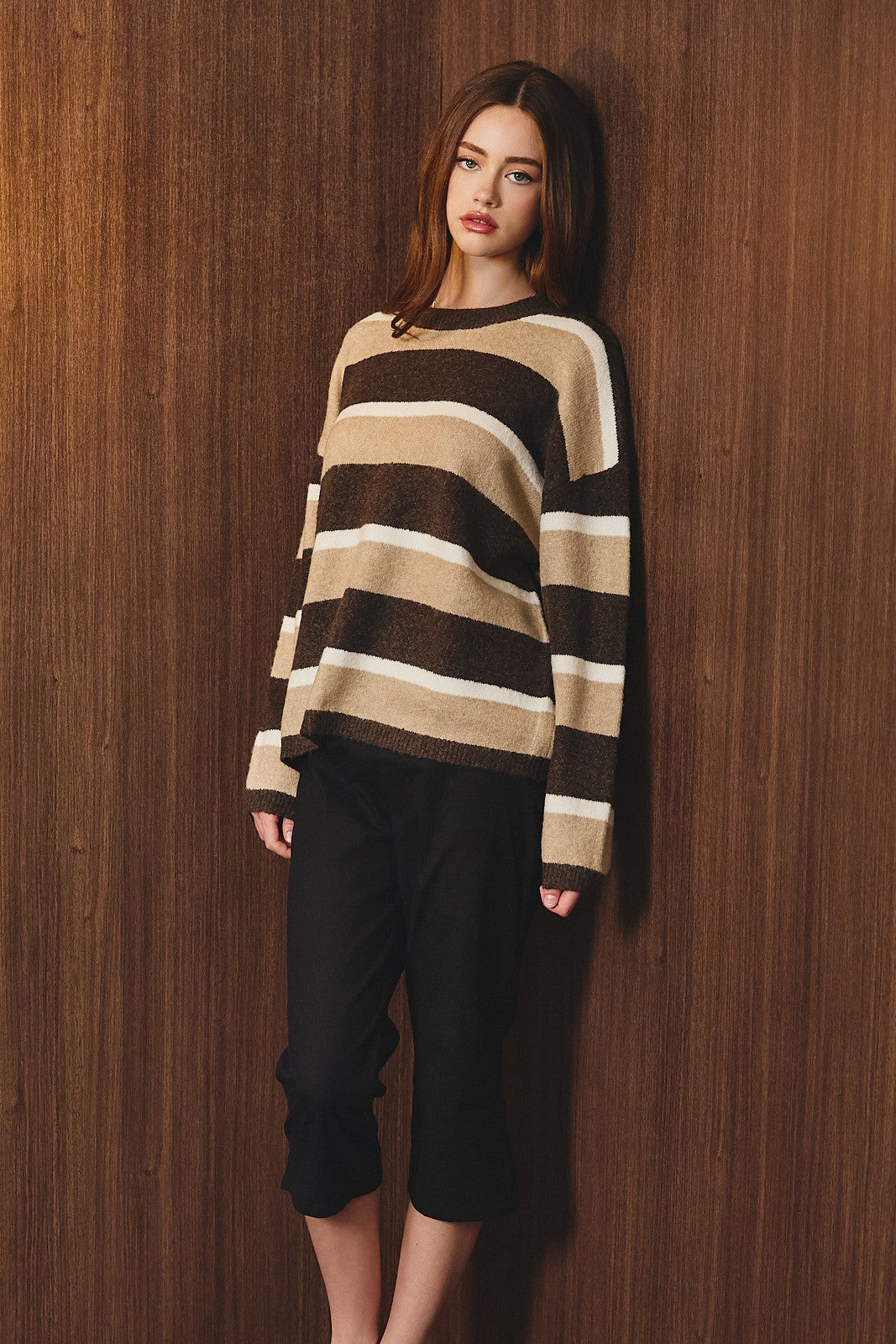 Soft Stripe Sweater Brown