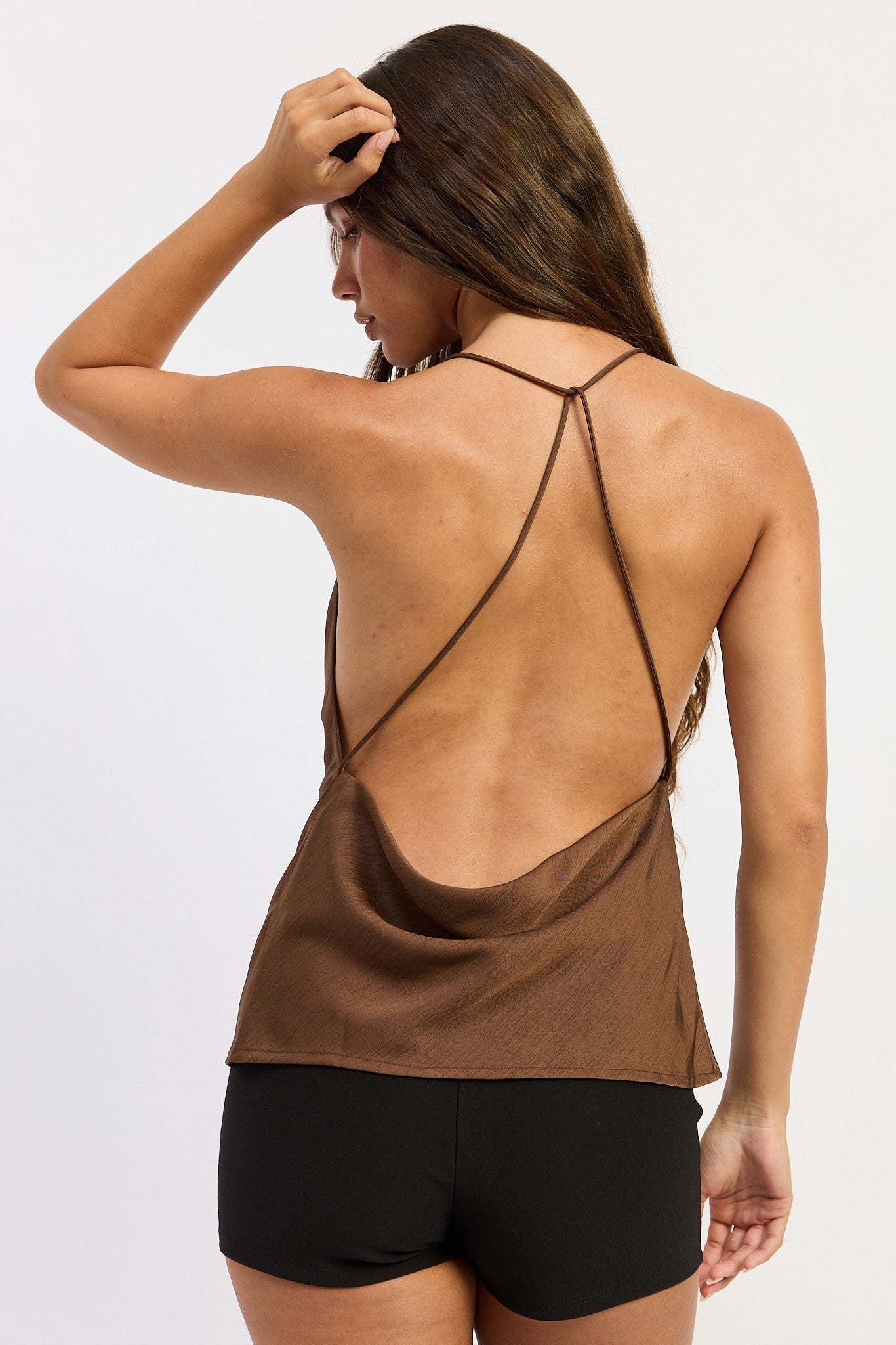 Brown Cowl Neck Top