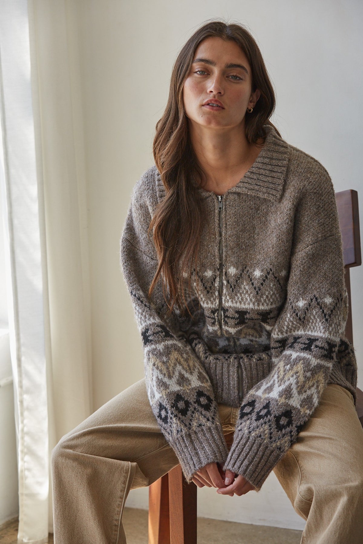 Lana Mocha Zip UP Sweater