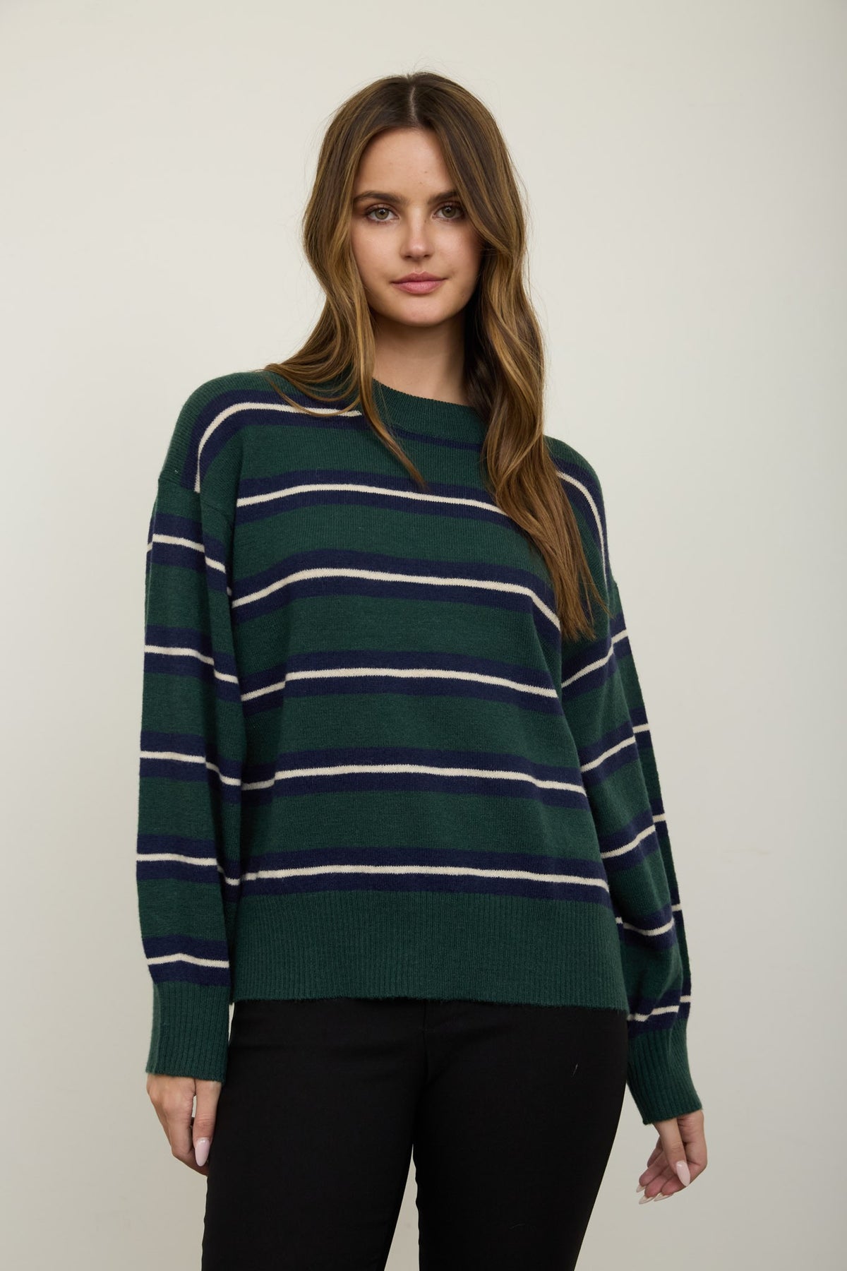 Multi Color Stripe Sweater Green